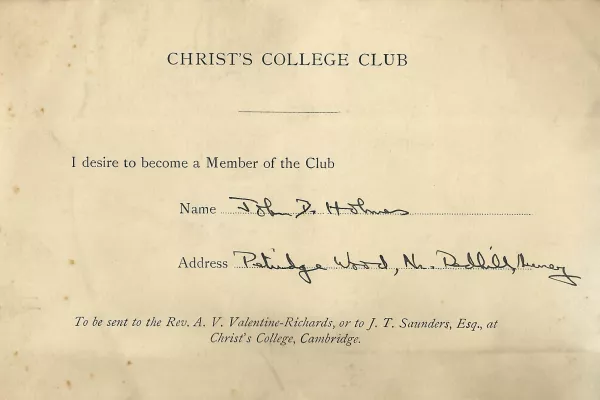 Application to join the College Club