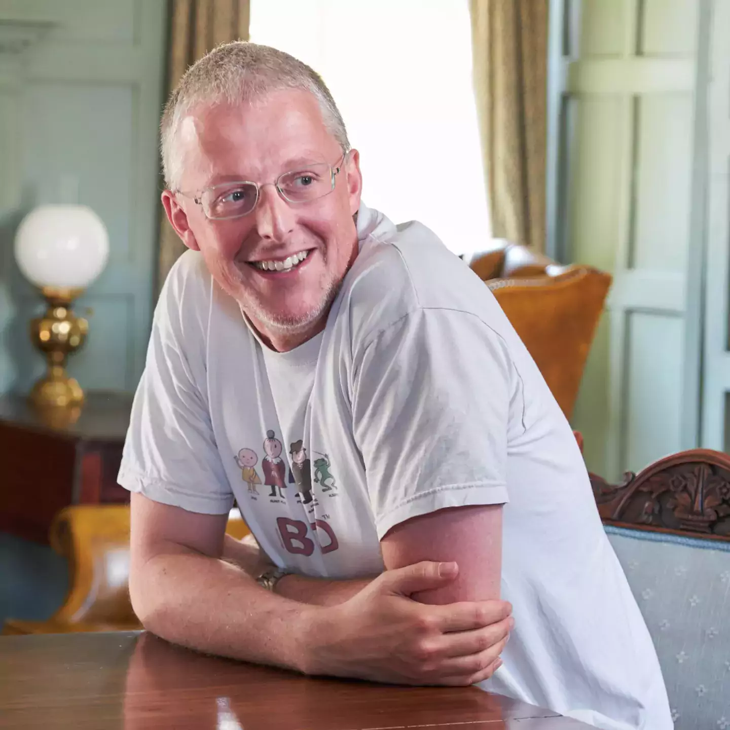Richard Mortier wearing a T shirt
